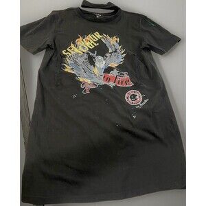 Lea & Viola Anthropologie Black Concert Style TShirt Dress Set Your Heart Fire